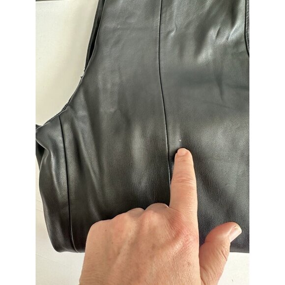 Mango Womens Leather Effect Pants M Straight Leg Front Slit Goth Grunge *READ - Picture 16 of 16